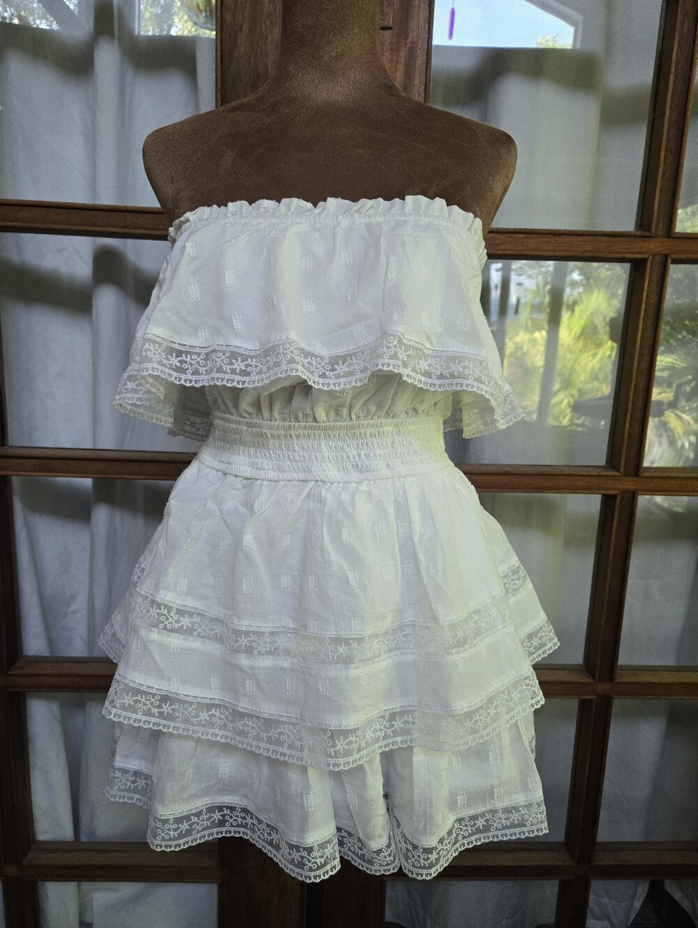 White Tiered Off-Shoulder Summer Romper